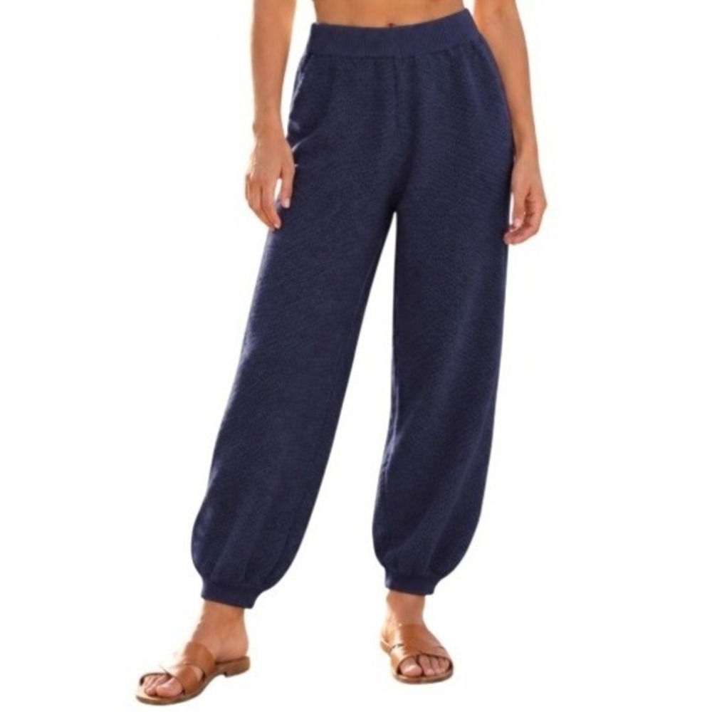 FP Beach Free People Womens M Navy Knit Hailee Jogger Pants